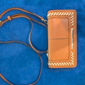 Tan Leather Crossbody Wallet